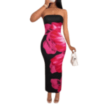 Robe Longue Moulant Florale Tropicale  pour Femme – Image 2