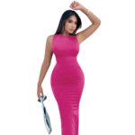 Robe moulante rose fuchsia